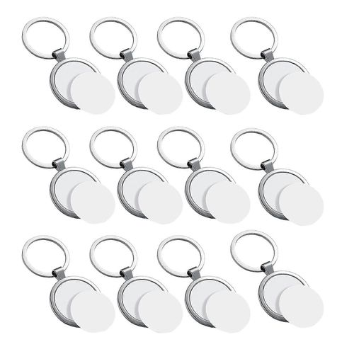 12 Pcs Sublimation Blank Keychain Round Heat Transfer Keychain Metal Board Key Rings Thick Sublimat