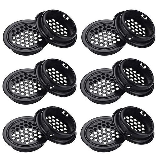 Grille d¿aération ronde 35mm 30 pièces noire pour armoire