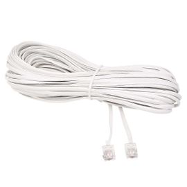 Câble de ligne de modem de télécopie de téléphone de prise RJ11 mâle blanc, 14 m pour téléphone fixe
