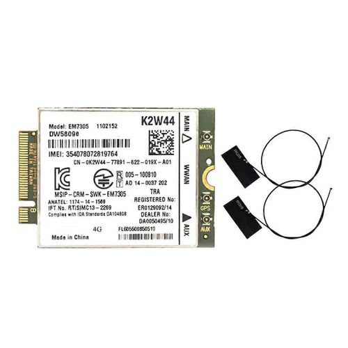 EM7305 GOBI5000 Carte WiFi + Antenne 4G NGFF WWAN pour E7250 E7450 E5250 7214 7350 7414 Venue 8 Pro 585