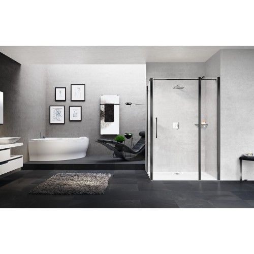 Porte de douche pivotante + fixe en alignement - verre transparent - Young 2P+F NOVELLINI