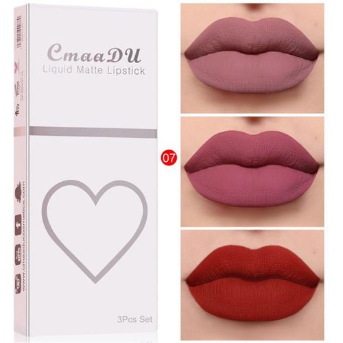 3pcs / Set Matte Velvet Lip Gloss Waterproof Lip Polish Gift Pour Les Femmes Filles 