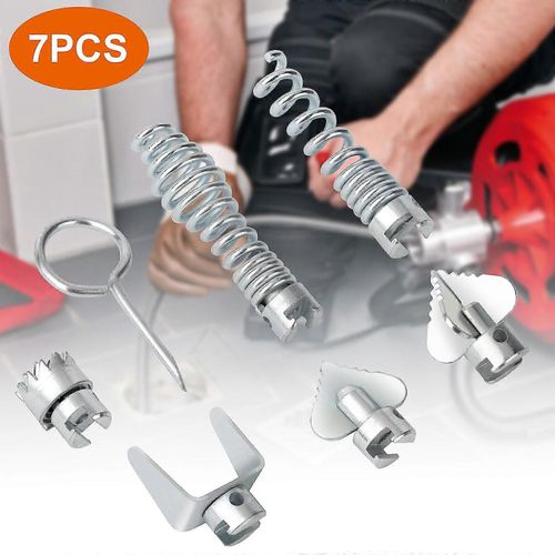 7X Cutter Set Nettoyeur De Drains Plomberie Serpent Câble Tarière Bouchon Égout Déboucheur Outil-Yvan
