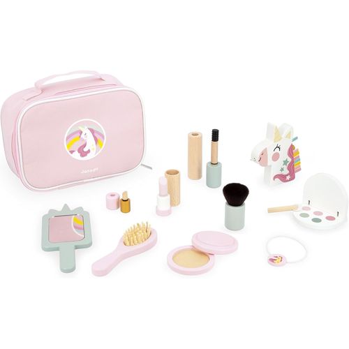 Malette Beauté - Thème Licorne - 10 Accessoires Fournies - Jouets de Maquillage en Bois FSC - Kits Jouets Cosmétiques - Dès 3 Ans - J06465, Rose