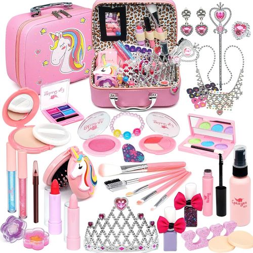 Maquillage Enfant Fille Maquillage Enfant - 39 PCS de Cosmétiques pour Filles, Jouets de Maquillage pour Filles, Sûrs et Lavables, Cadeaux de Noël et d'anniversaire pour Les Filles de 4 à 12 Ans