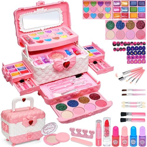 Maquillage Enfant Fille - Maquillage Enfant Jouet Filles,Kit de Maquillage Enfant Fille,Non Toxique Lavable Coffret Maquillage Enfant Filles Cadeau de Noël Anniversaire Fille4 5 6 7 8 9 10-12 Ans