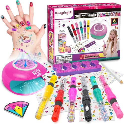 Kit Manucure Enfant Fille Cadeau Fille 6 7 8 9 10 11 12 Ans,Kit Vernis Enfant Fille Jouet Fille 6-12 Ans,Vernis À Ongles Enfant Jouet Maquillage Ongle Pour Fille Cadeau De Noël Anniversaire 