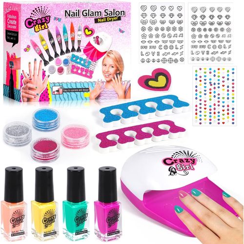 Kit Manucure pour Enfant, Kit Vernis Enfant Pour Maquillage, Autocollants de vernis à ongles pour enfants, jouets de cadeau d'anniversaire de Noël pour filles pour 6 7 8 9 10 11 12