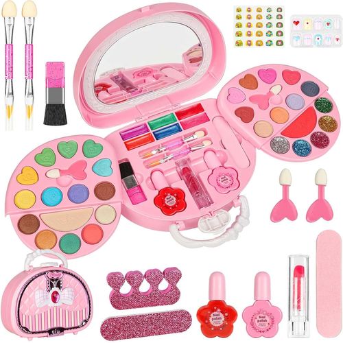 Maquillage Enfant Jouet Filles Lavable Malette Maquillage Jouet Pour Enfant, Non Toxique Kit De Coffret Maquillage Enfant, Palette Maquillage Enfant Cadeau De Noël Anniversaire Jouet 3-12 Ans 