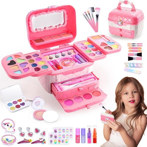 Maquillage Enfant Cadeau Fille 3 4 5 6 7 8 9 10 Ans,Licorne Maquillage Enfant Fille Jouet Fille 3 4 5 6 7 8 Ans Cadeau Anniversaire Fille 3 4 5 6 7 Ans Licorne Fille Cadeau Jouet