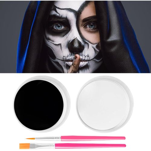 Maquillage Halloween, Maquillage Halloween Pour Visage Noir Et Blanc, Kit Maquillage Halloween Enfant Adulte Pour Carnaval Théâtre Cosplay Fantaisie Clown Sfx, Noir(50g), Blanc (50 