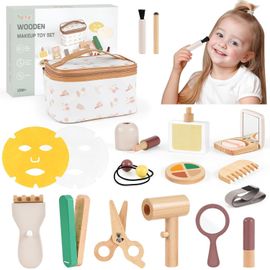Jouet Fille 2 Ans, Faux Maquillage Enfant Fille en Bois, Jeux Montessori de Maquillage et Coiffure Jeux Enfants 2 3 Ans, Jouet en Bois Jeux Enfants Cadeau Garcon Fille 3 4 5 6 7 Ans