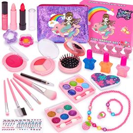 Kids Makeup Blush Set, Maquillage Enfant Jouet Filles 25Pcs Kit de Jouet de Maquillage Lavable et Non Toxique pour Enfant, Makeup Set pour Les Filles Cadeau à partir de 3 Ans