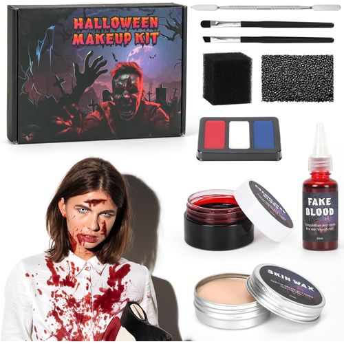 Maquillage Halloween, Peinture Visage, Faux Sang, Makeup Halloween, Vampire Zombie Joker Cosplay Squelette Sfx Maquillage, Pour Carnaval Halloween Cosplay Film Théâpre. 