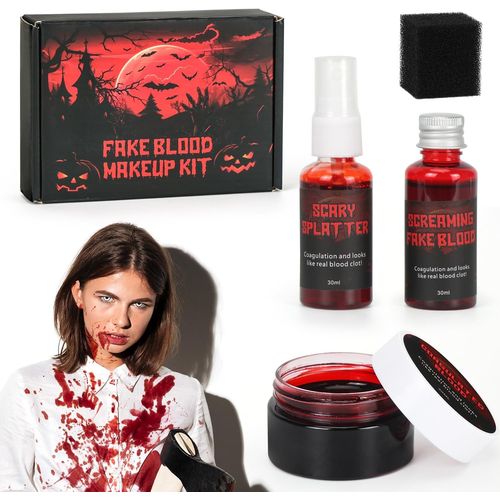Maquillage Halloween, Peinture Visage, Faux Sang, Makeup Halloween, Vampire Zombie Joker Cosplay Squelette Sfx Maquillage, Pour Carnaval Halloween Cosplay Film Théâpre 