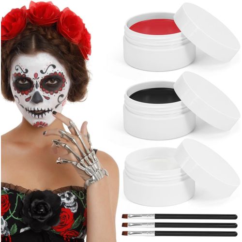 Maquillage Halloween, 150g Peinture Visage Blanc Noir Rouge, Makeup Halloween, Vampire Zombie Joker Cosplay Squelette Sfx Maquillage, Pour Carnaval Halloween Cosplay 