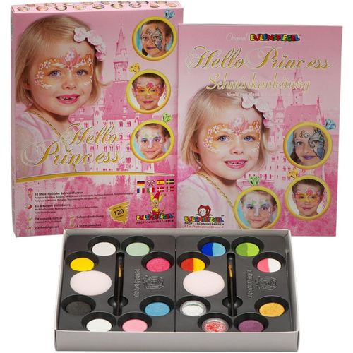 Palette De Maquillage Hello Princess, 10 Couleurs Aquatiques Professionnelles, 4 Split Cakes, 2 Paillettes, 2 Éponges, 2 Pinceaux, 1 Mode D'emploi 