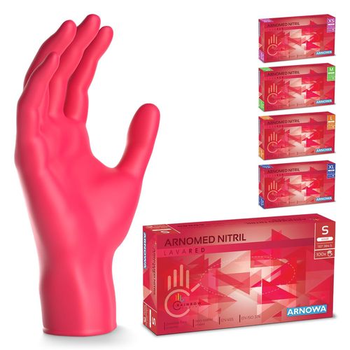 Shiba-Gants Jetables Rouge, Gants Nitrile Taille S, Gant Jetable Avec 100 Pièces/Boîte, Gants En Nitrile Non Poudrés & Sans Latex,[1