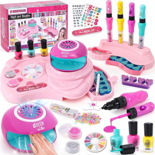Vernis À Ongles Enfant Cadeau Fille 7 8 9 10 11 12 Ans, 3 En 1 Stylo Vernis À Ongles Sèche Ongles Autocollant Paillettes Nail Art Kit Manucure Maquillage Enfant Fille Jouet 7-10 Ans 