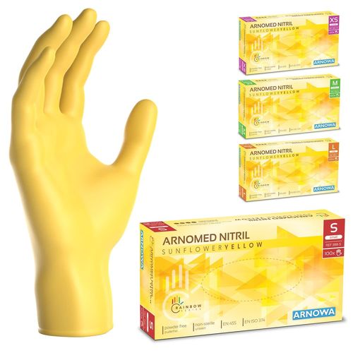 Shiba-Gants Jetables Jaune, Gants Nitrile Taille S, Gant Jetable Avec 100 Pièces/Boîte, Gants En Nitrile Non Poudrés & Sans Latex,[1