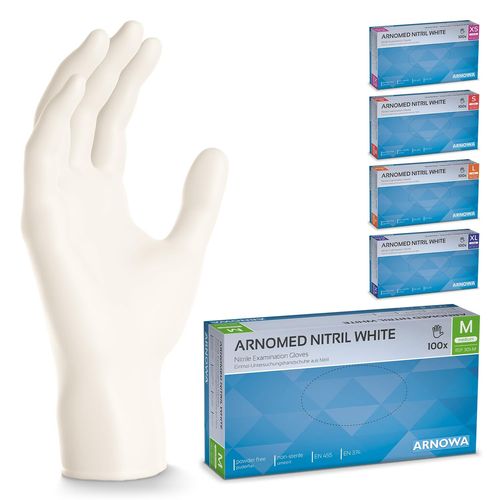 Shiba-Gants Nitrile Taille M, Gant Nitrile Blanc, 100 Pièces/Boîte, Gants Jetable Non Poudrés & Sans Latex, Gants De Cuisine Et Me[1