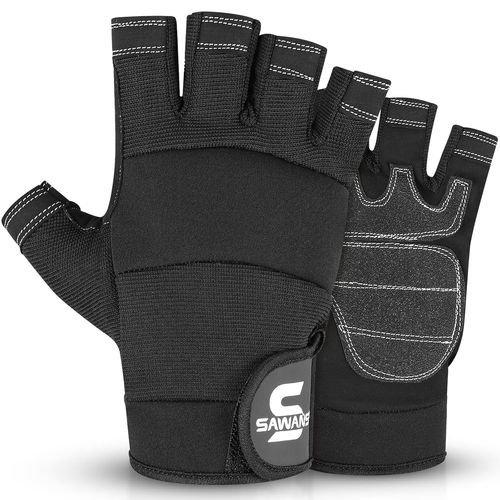 SHIBA-Gants de Travail sans Doigts pour Hommes, Gants de Travail Robustes à Demi-Doigts, Gants de sécurité antidérapants pour méca[3
