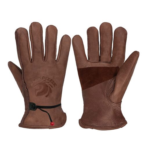 SHIBA-Gants de travail rétro en cuir marron pour coupe/moto/ferme, gants de travail en cuir de vachette avec effet décoloré pour h[6