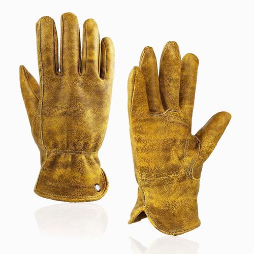 SHIBA-Gants de travail rétro en cuir marron pour coupe/moto/ferme, gants de travail en cuir de vachette avec effet décoloré pour h[6