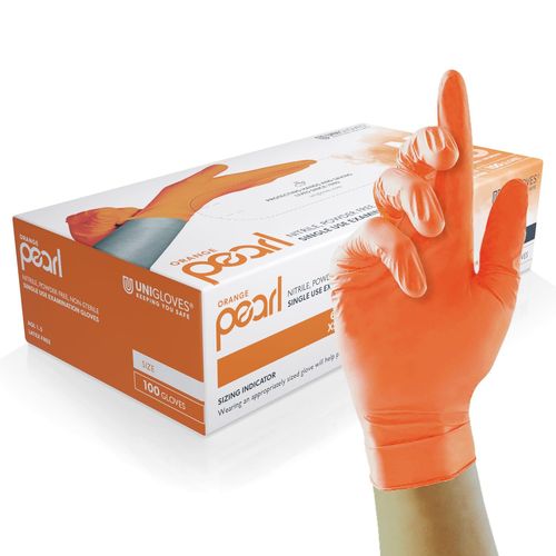 Shiba-Orange Pearl Gants D'examen En Nitrile - Gants Jetables Polyvalents, Sans Poudre Et Sans Latex - Boîte De 100 Gants, Orange,[1