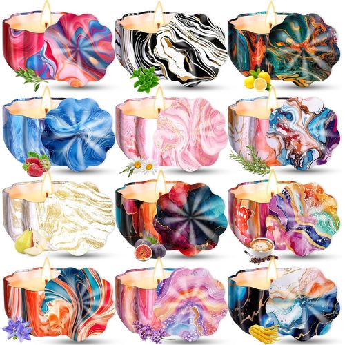 SHIBA-Bougie Parfumées, Bougies Parfumées Cadeau pour Femme Lot de 12 Bougies Longue Durée Cadeaux pour Noël,La Saint-Valentin,D'a[1