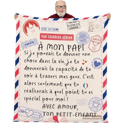 SHIBA-Cadeau Grand-père - Couverture Personnalisée pour Un Anniversaire Inoubliable - Cadeau Papi pour Noël[2635]