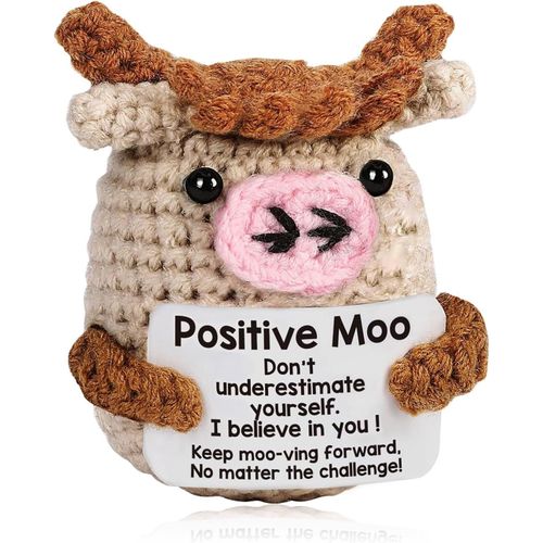 SHIBA-Doudou en crochet fait à la main, soutien émotionnel amusant, vache positive, cadeau d'encouragement, cadeau de courage, por[2