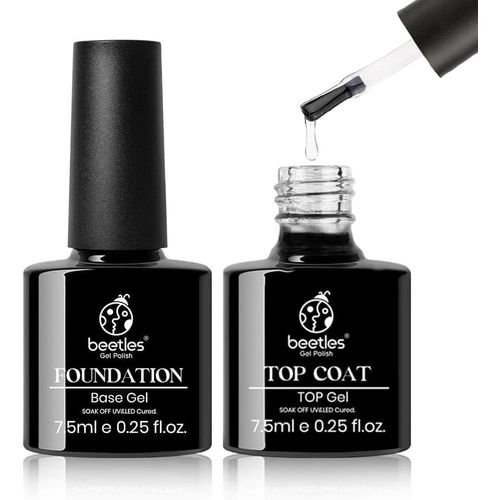 Shiba-Beetles No Wipe Base Et Top Coat Vernis Semi Permanent 2pcs 7,5ml Vernis De Base Et Finition Vernis À Ongles Gel Uv Manucure[2 