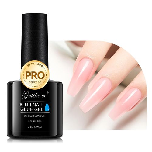 Shiba-Gelike Ec Gummy Base Pose Americaine: Colle Faux Ongles 6 En 1 Rose - Colle Capsule Americaine Ongle Uv Rose Rubber Base, Na[2 