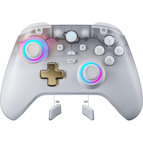 D05 Manette De Jeu Sans Fil Avec Dock De Chargement Pour Pc/Switch/Ios/Android, Joystick Et Gâchettes À Effet Hall, 2 Boutons Arrière Programmables, Taux D'interrogation De 1000hz(Blanc)