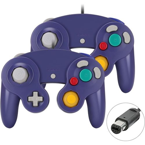 2 Paquets De Manette De Jeu Classique Avec Vibration, Compatible Avec La Manette Gamecube/Wii U/Wii/Pc/Switch, Bleu Violet