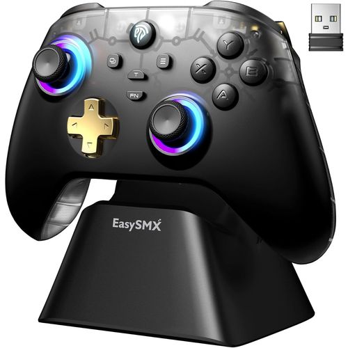 D05 Manette De Jeu Sans Fil Avec Dock De Chargement Pour Pc/Switch/Ios/Android, Joystick Et Gâchettes À Effet Hall, 2 Boutons Arrière Programmables, Taux D'interrogation De 1000hz (Noir)