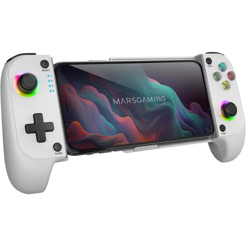 Mgpx, Manette Bluetooth 5.0 2en1, Rgb Neon, Double Vibration Et Fonction Turbo, Support Smartphone Jusqu'à 6.8"", Manette Multifonction Compatible Pc, Android, Ios Et Consoles, Usb-C,Blanc