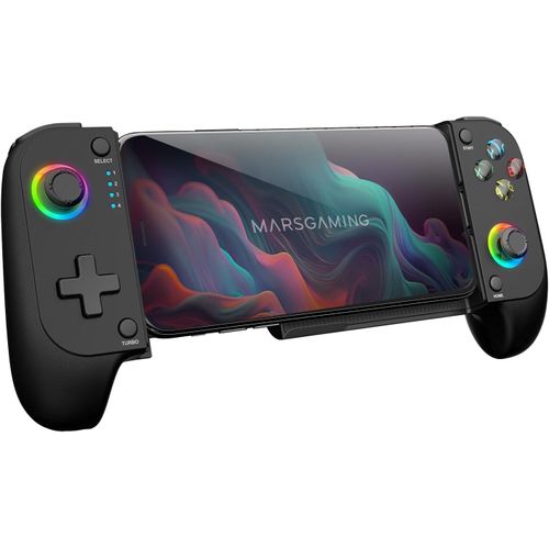 Mgpx, Manette Bluetooth 5.0 2en1, Rgb Neon, Double Vibration Et Fonction Turbo, Support Smartphone Jusqu'à 6.8"", Manette Multifonction Compatible Pc, Android, Ios Et Consoles, Usb-C, Noir