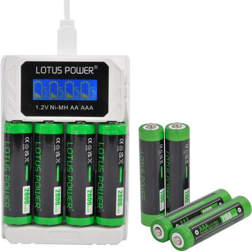 Lbgwp60-Rechargeables Piles Aa (Lot De 4), 2500 Mah, Nimh, Pré-Chargées, Longue Durée, Un Packaging Recyclable 0% Plastique