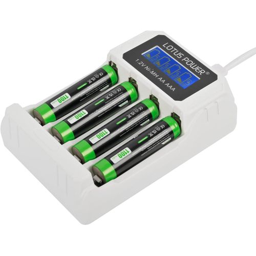 lbgwp60-Chargeur De Piles Aa Et Aaa En 4 Heures (2 Piles Aa Et 2 Piles Aaa Rechargeables Incluses)
