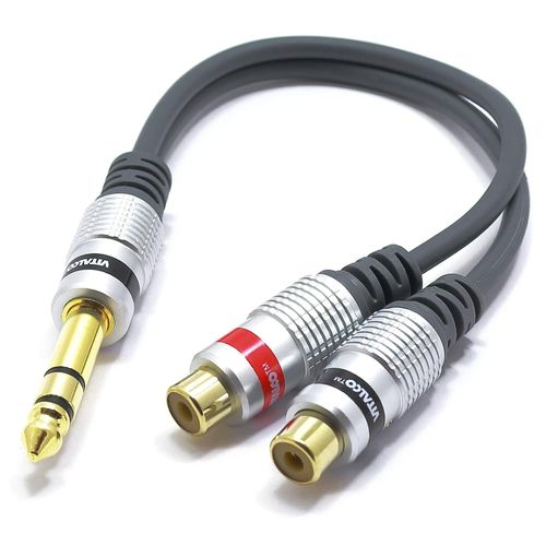 Adaptateur Jack 6.35mm Stéréo vers 2x RCA Femelle Câble double Cinch vers Jack 6.35 TRS Mâle Connecteur