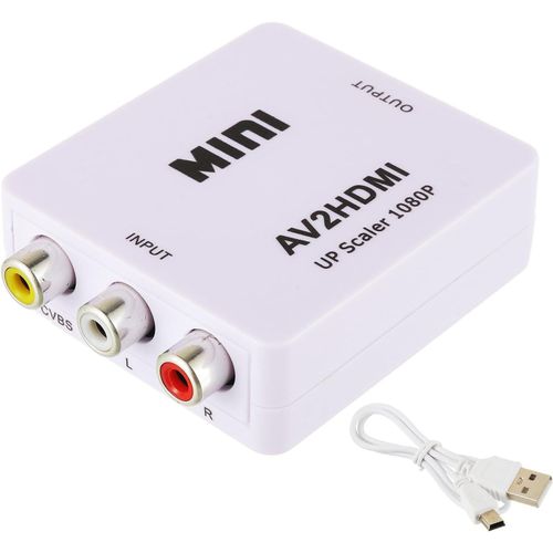 Adaptateur Rca Vers Hdmi Convertisseur Av En Hdmi, 1080p Supporte Pal/Ntsc Rca Composite Cvbs Convertisseur Audio Vidéo Avec Usb Câble Pour Pc/Xbox/Tv/Stb/Vhs/Dvd/Wii(Blanc)
