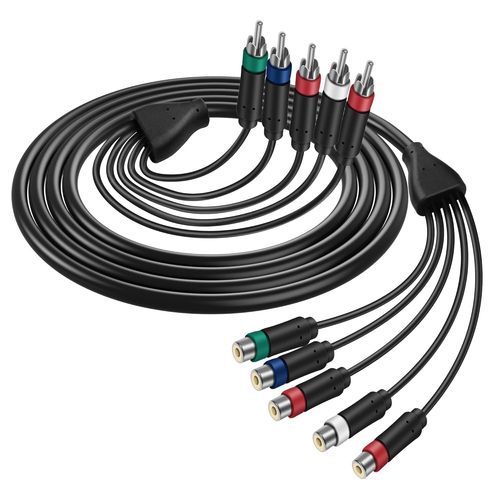 YPbPr Component Câble d'extension vidéo mâle à femelle, câble d'extension vidéo pour lecteur DVD, magnétoscope, HDMI Crossover, Set Top Box (1,8 M)