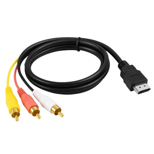 HDMI Mâle vers 3-RCA, Câble Adaptateur RCA vers HDMI 3 1,5M, Transfert Vidéo et Audio de H DMI à RC A,Connecteur Plaqué Or,Supporte 1080p,pour Relier Lecteurs DVD,Téléviseurs Anciens,Projecteurs