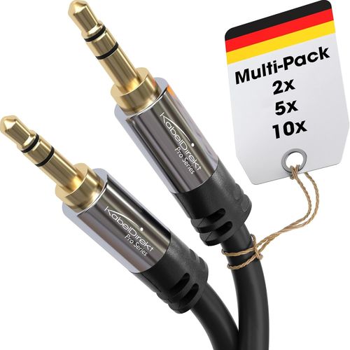 Câble Jack, Prise Jack 3,5mm - 2x 2m - Connecteurs métalliques - Disponible en 0,3-10m (Câble audio, 3.5mm pour smartphone, PC/ordinateur portable, voiture, HiFi, noir)
