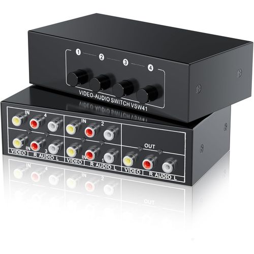 Commutateur Audio 4 En 1 - Switch Audio Vidéo Composite L/R Commutateur Rca 4x1 Sélecteur Av 4 Ports Boîte De Sélection Plug & Play Pour Wii Ps2 Xbox Dvd Stb Hdtv