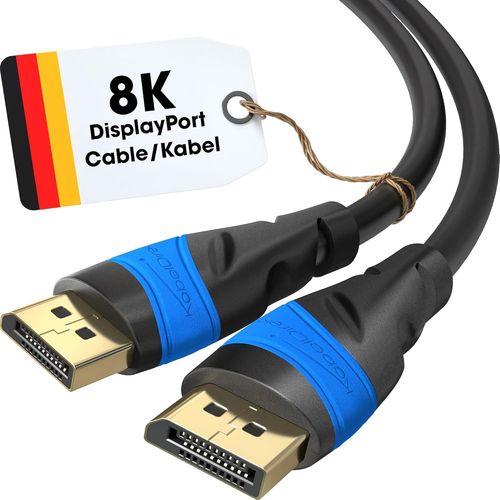 Câble DisplayPort 8K - 0,5m - Câble DP, Développé en Allemagne - Disponible en 0,5-10m (Display Port pour Moniteur PC/Ordinateur Portable à 4K@60Hz, 144Hz, Dolby Audio, Noir)