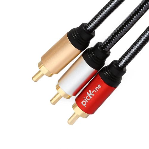 picK-me 3 RCA Mâle vers 3 RCA Mâle, Câble Audio Stéréo avec Connecteur Plaqué Or (5M)