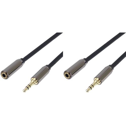 Câble d'Extension StereoJack 3,5 mm, Fiche vers Prise StereoJack, Audio AUX Headset, Blindé, Connecteur Métallique, M/F, Longueur 1,5 m (Lot de 2)
